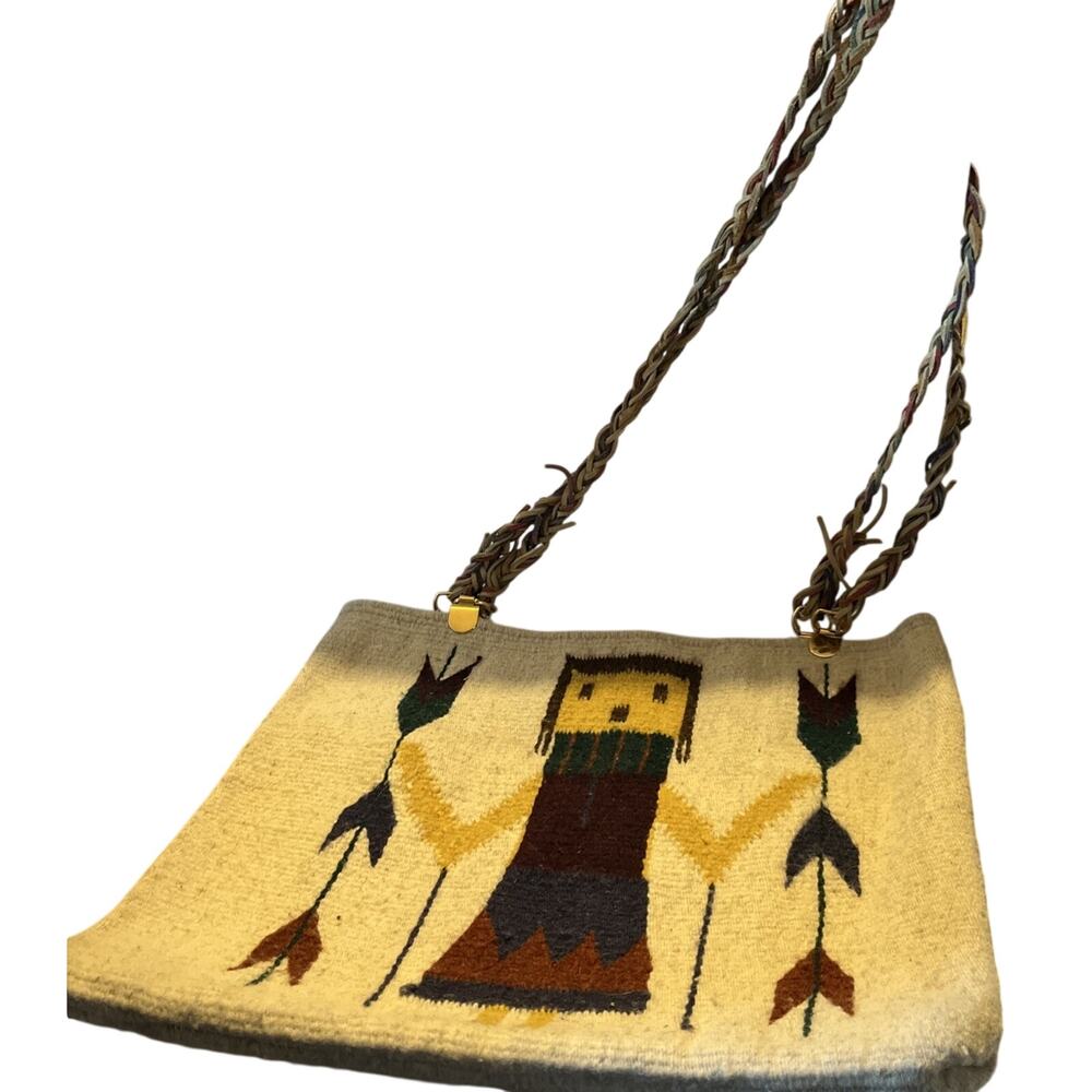 Vtg Navajo Yei Shoulder Bag Purse Woven Wool Native American Pouch